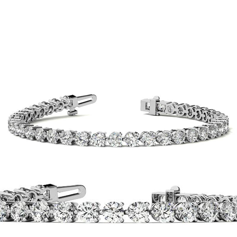 Round Brilliant Moissanite 3-Prong Bracelet, 5.7ct (3.5mm)