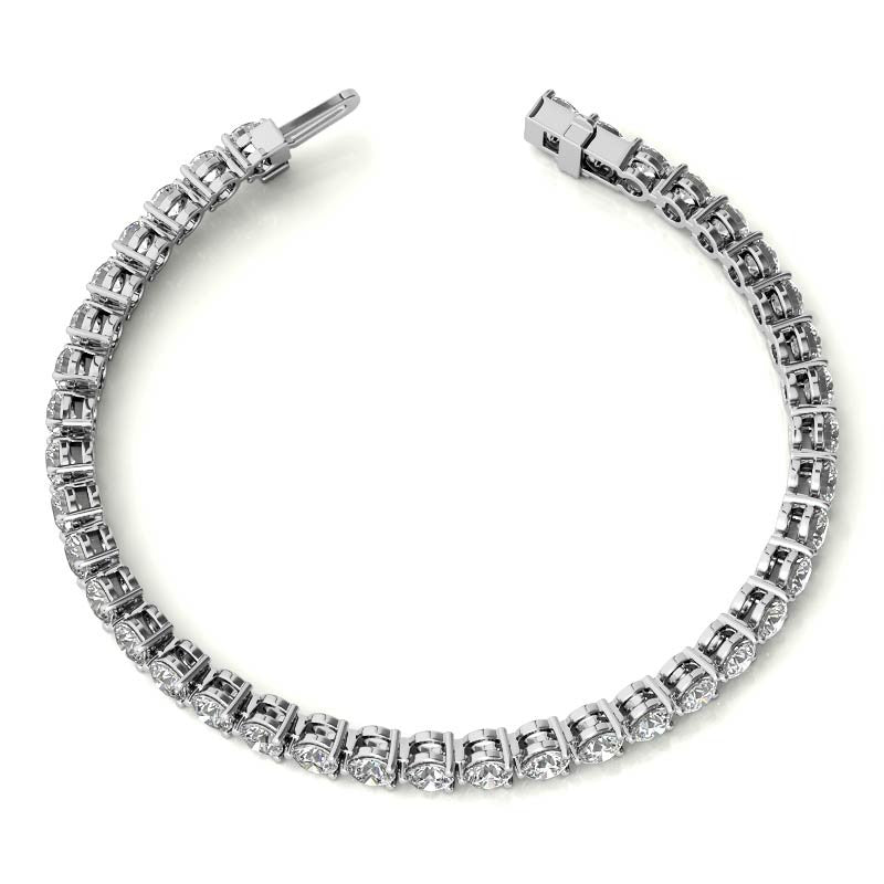 Round Brilliant Moissanite 3-Prong Bracelet, 5.7ct (3.5mm)