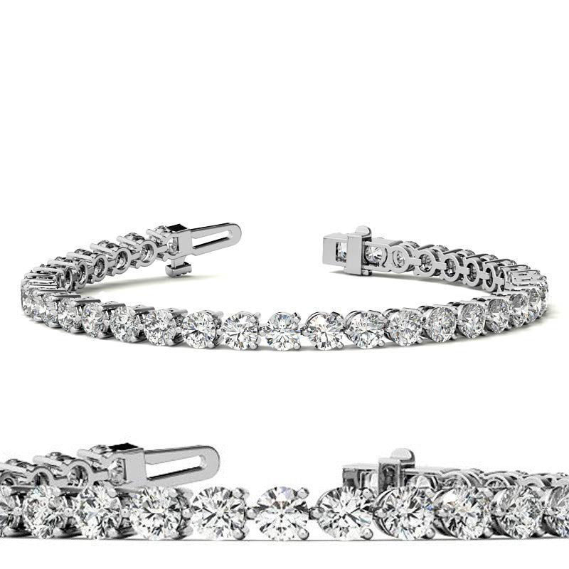 Round Brilliant Moissanite 3-Prong Bracelet, 9.25ct (4.0mm)