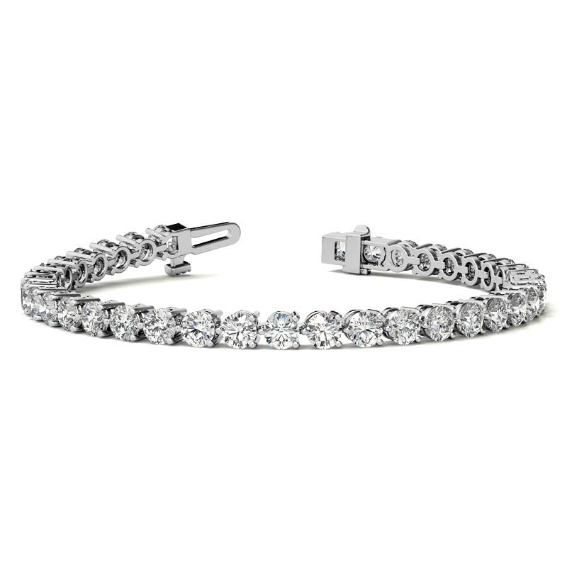 Round Brilliant Moissanite 3-Prong Bracelet, 9.25ct (4.0mm)
