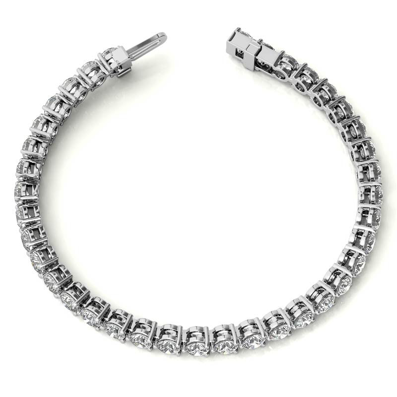 Round Brilliant Moissanite 3-Prong Bracelet, 9.25ct (4.0mm)