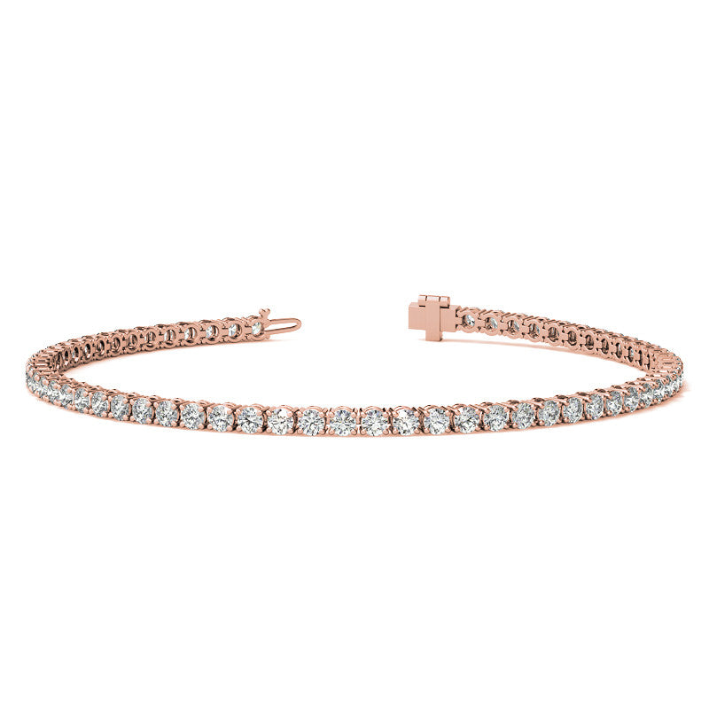 4-Prong 2.4mm Round Brilliant Moissanite Tennis Bracelet 3.0ct - 3.7ct