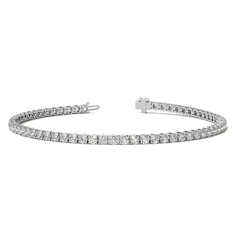 4-Prong 2.4mm Round Brilliant Moissanite Tennis Bracelet 3.0ct - 3.7ct