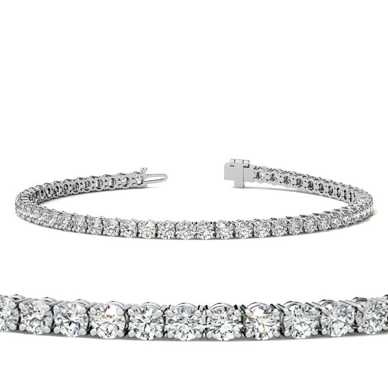 4-Prong 2.7mm Round Brilliant Moissanite Tennis Bracelet 4.2ct - 5.2ct