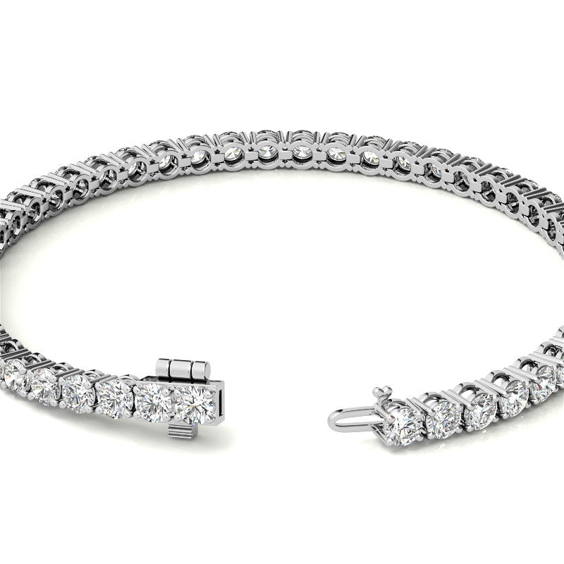 4-Prong 3.5mm Round Brilliant Moissanite Tennis Bracelet 6.6ct - 8.1ct