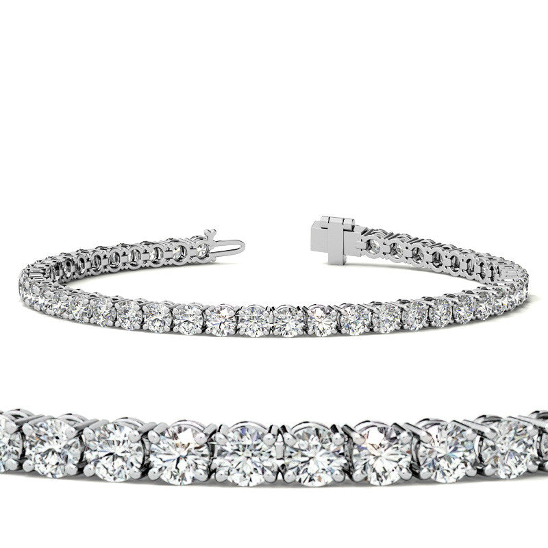 4-Prong 3.5mm Round Brilliant Moissanite Tennis Bracelet 6.6ct - 8.1ct