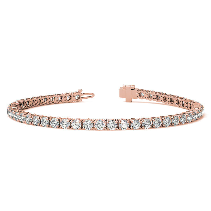 4-Prong 3mm Round Brilliant Moissanite Tennis Bracelet 4.7ct - 5.8ct