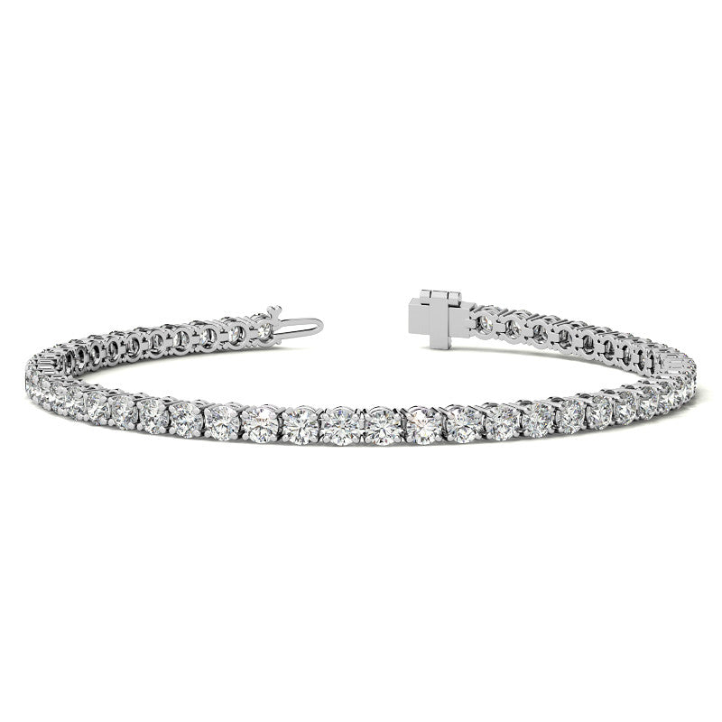 4-Prong 3mm Round Brilliant Moissanite Tennis Bracelet 4.7ct - 5.8ct