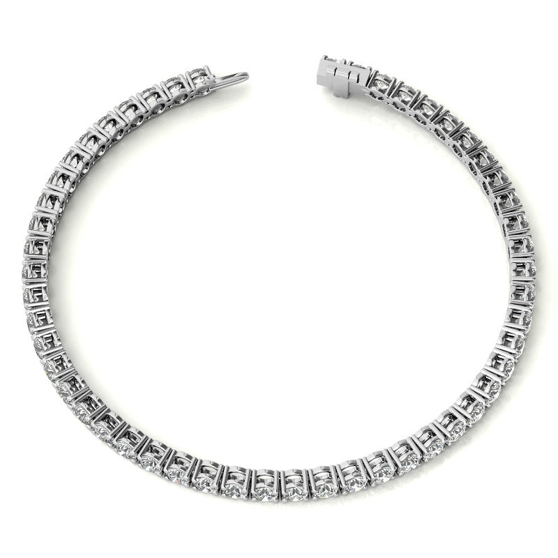4-Prong 3mm Round Brilliant Moissanite Tennis Bracelet 4.7ct - 5.8ct