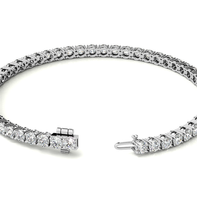 4-Prong 3mm Round Brilliant Moissanite Tennis Bracelet 4.7ct - 5.8ct