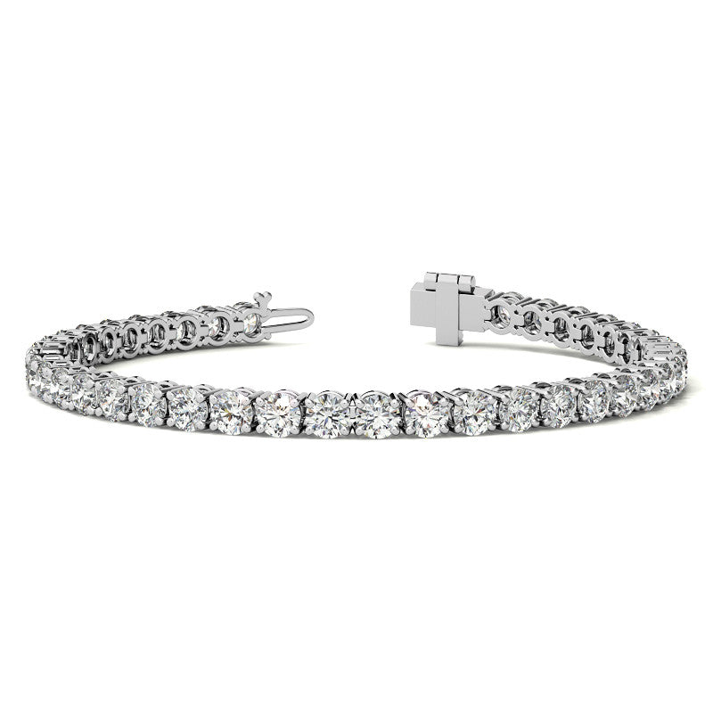 4-Prong 4mm Round Brilliant Moissanite Tennis Bracelet 9.5ct - 11.8ct