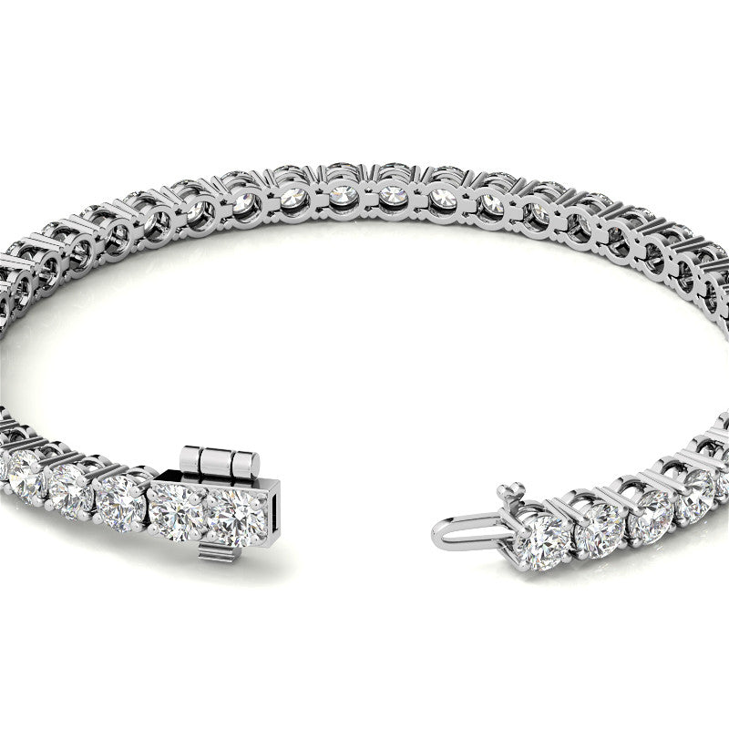 4-Prong 4mm Round Brilliant Moissanite Tennis Bracelet 9.5ct - 11.8ct