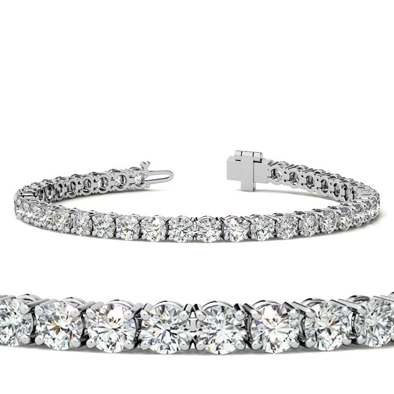 4-Prong 4mm Round Brilliant Moissanite Tennis Bracelet 9.5ct - 11.8ct