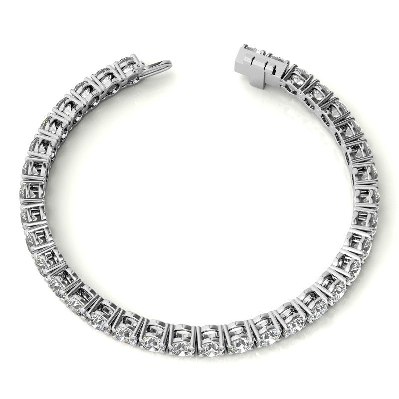 4-Prong 5mm Round Brilliant Moissanite Tennis Bracelet 16.5ct - 19ct