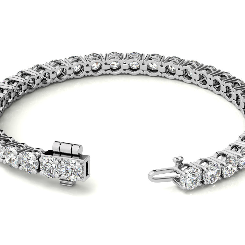 4-Prong 5mm Round Brilliant Moissanite Tennis Bracelet 16.5ct - 19ct