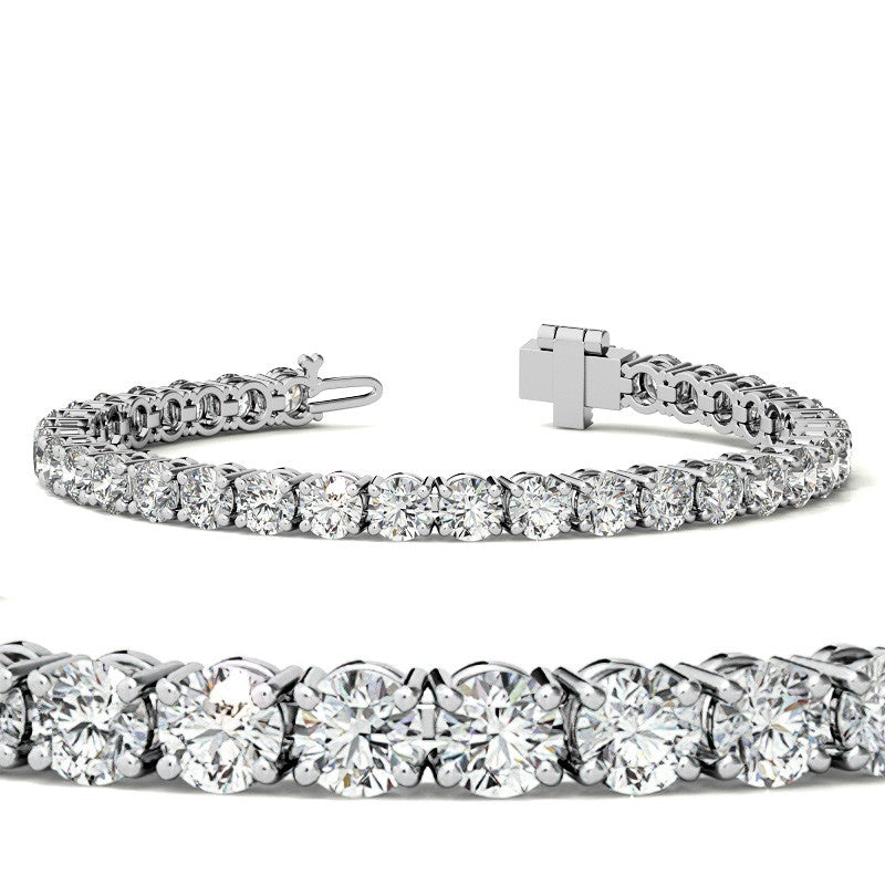 4-Prong 5mm Round Brilliant Moissanite Tennis Bracelet 16.5ct - 19ct