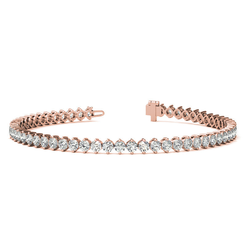 2-Prong 2.7mm Round Brilliant Moissanite Tennis Bracelet 4.2ct - 5.2ct