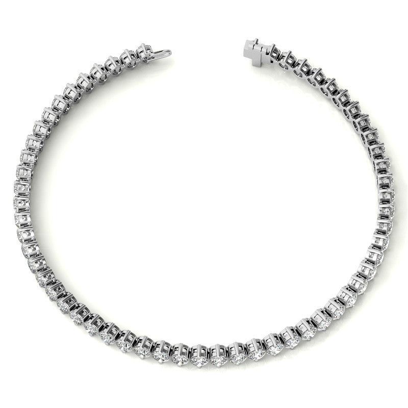 2-Prong 2.7mm Round Brilliant Moissanite Tennis Bracelet 4.2ct - 5.2ct