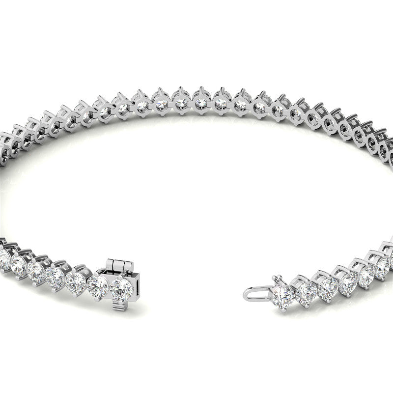 2-Prong 2.7mm Round Brilliant Moissanite Tennis Bracelet 4.2ct - 5.2ct