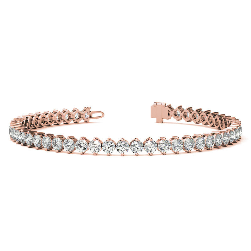 2-Prong 3.5mm Round Brilliant Moissanite Tennis Bracelet 6.6ct - 8.1ct