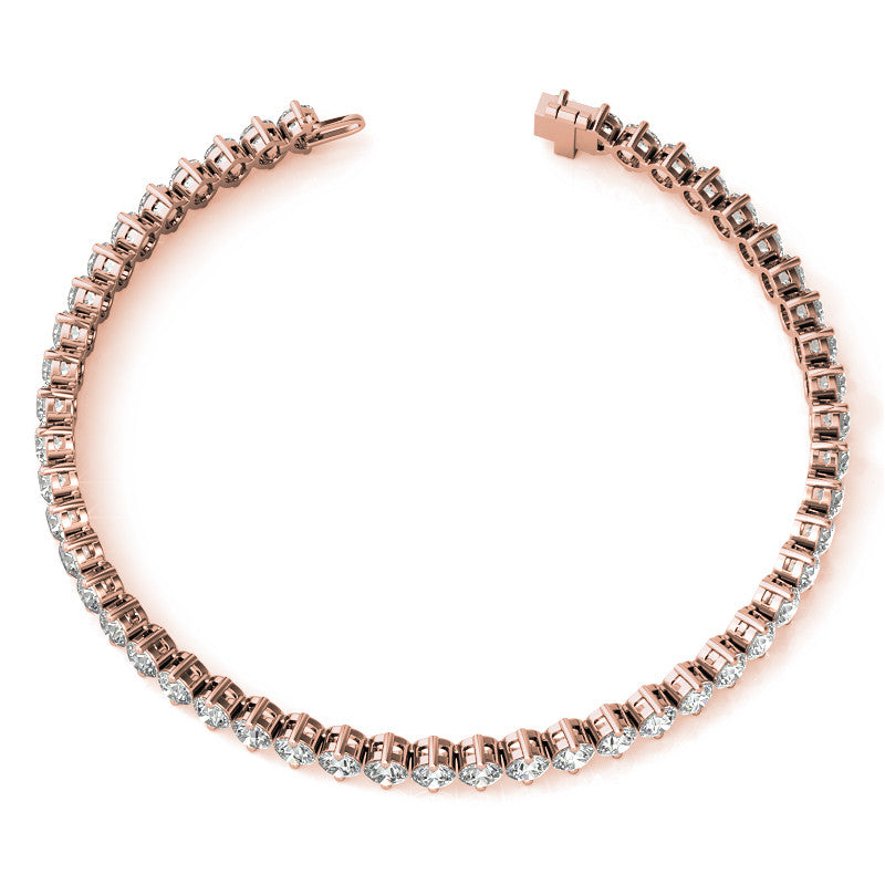 2-Prong 3.5mm Round Brilliant Moissanite Tennis Bracelet 6.6ct - 8.1ct