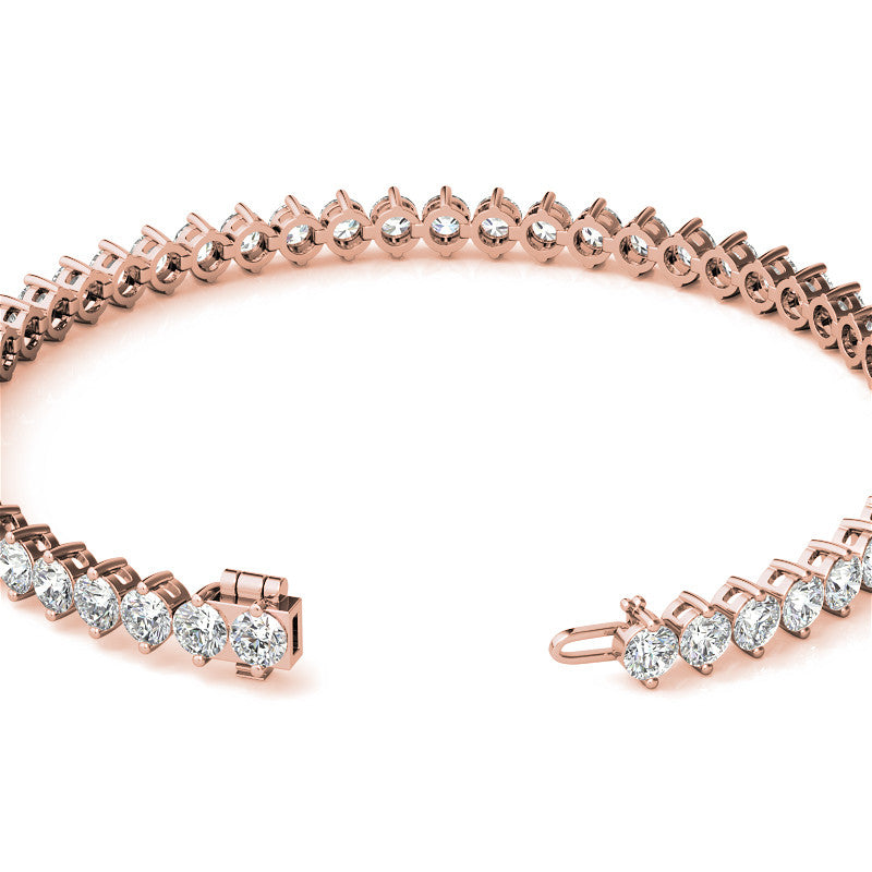 2-Prong 3.5mm Round Brilliant Moissanite Tennis Bracelet 6.6ct - 8.1ct