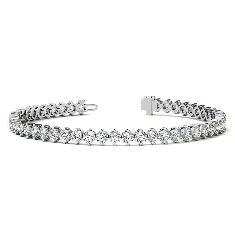 2-Prong 3.5mm Round Brilliant Moissanite Tennis Bracelet 6.6ct - 8.1ct
