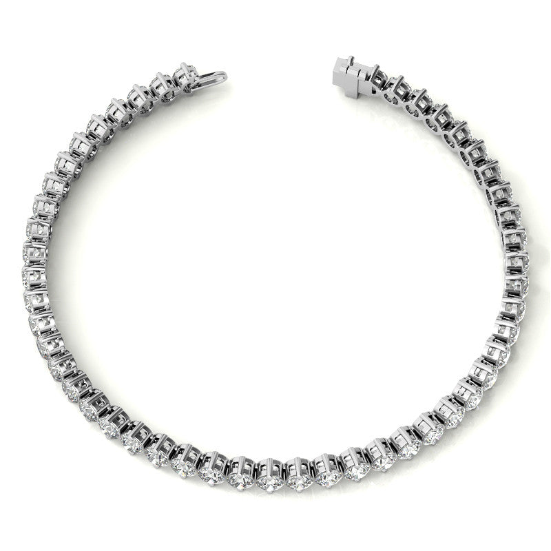 2-Prong 3.5mm Round Brilliant Moissanite Tennis Bracelet 6.6ct - 8.1ct