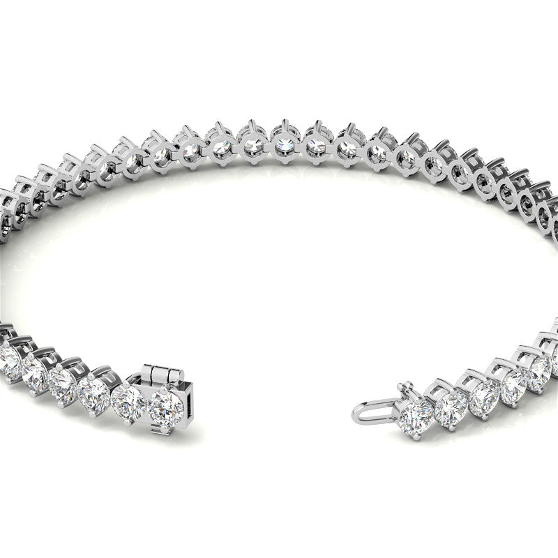 2-Prong 3.5mm Round Brilliant Moissanite Tennis Bracelet 6.6ct - 8.1ct