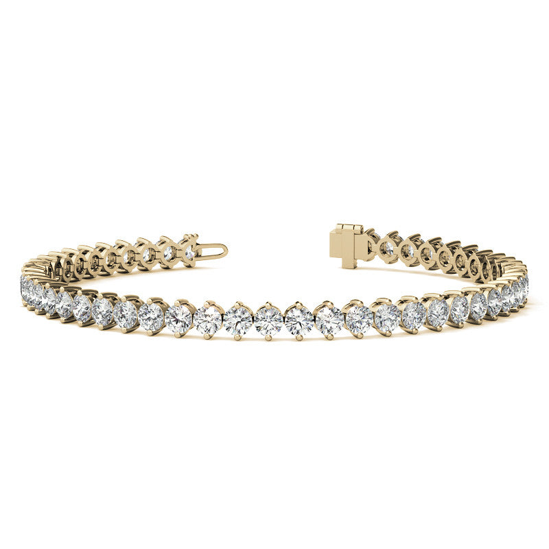 2-Prong 3.5mm Round Brilliant Moissanite Tennis Bracelet 6.6ct - 8.1ct