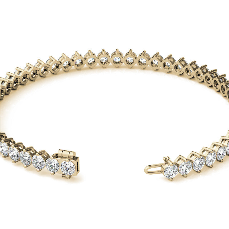 2-Prong 3.5mm Round Brilliant Moissanite Tennis Bracelet 6.6ct - 8.1ct