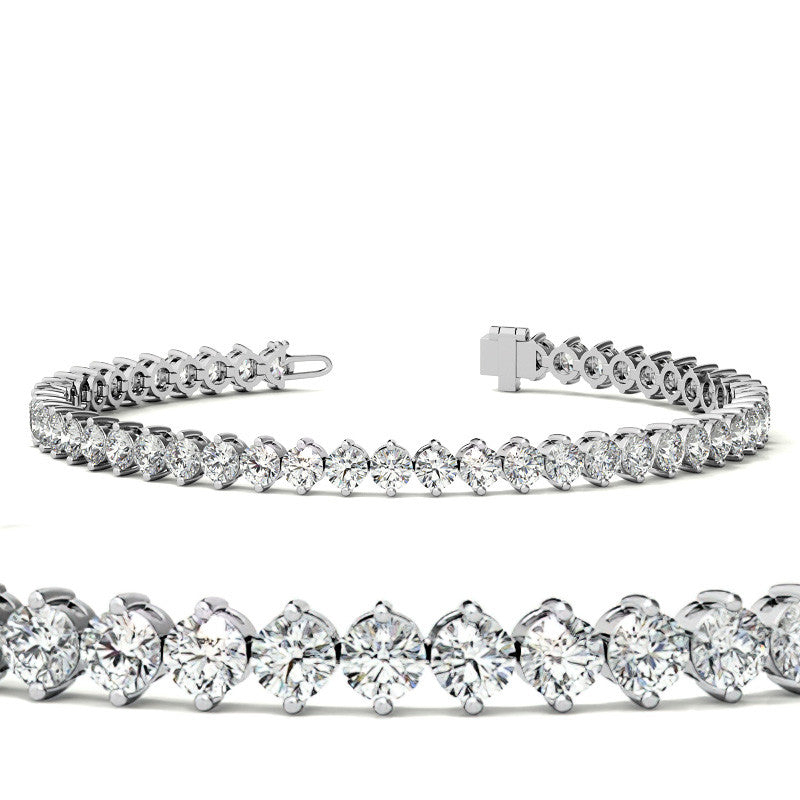 2-Prong 3.5mm Round Brilliant Moissanite Tennis Bracelet 6.6ct - 8.1ct