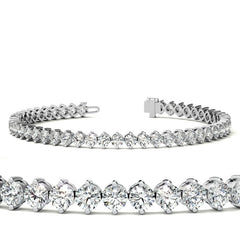 2-Prong 3.5mm Round Brilliant Moissanite Tennis Bracelet 6.6ct - 8.1ct
