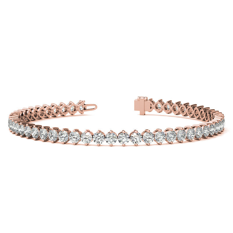 2-Prong 3mm Round Brilliant Moissanite Tennis Bracelet 4.7ct - 5.8ct