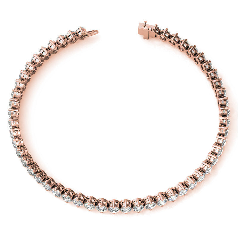 2-Prong 3mm Round Brilliant Moissanite Tennis Bracelet 4.7ct - 5.8ct