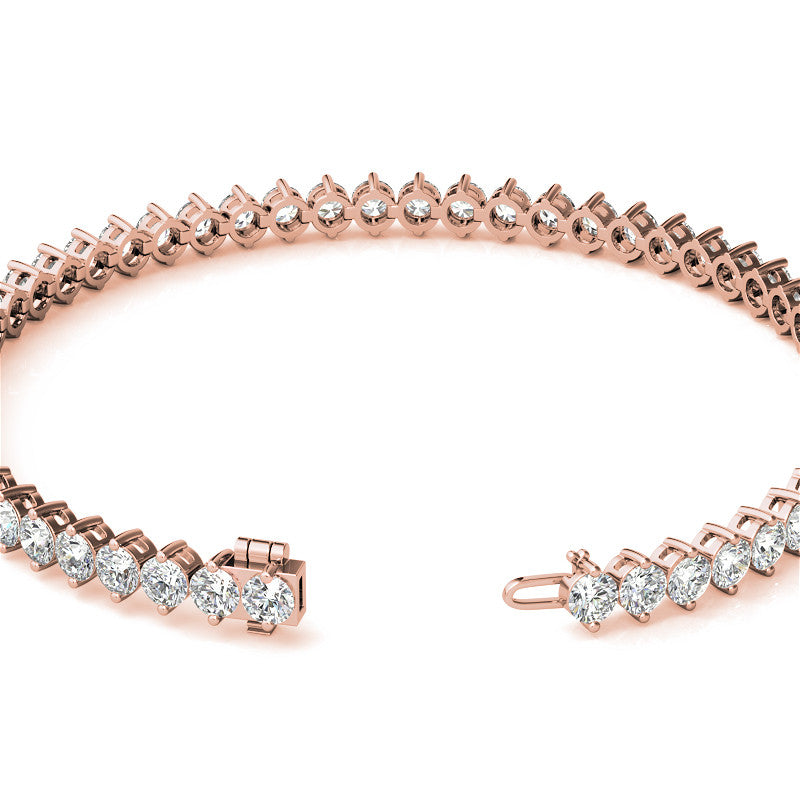 2-Prong 3mm Round Brilliant Moissanite Tennis Bracelet 4.7ct - 5.8ct