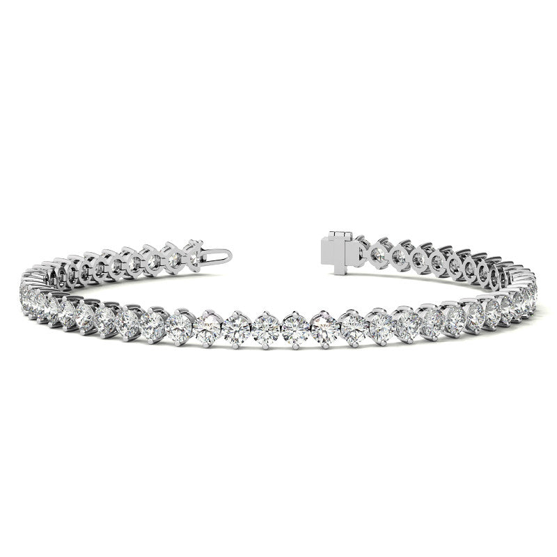 2-Prong 3mm Round Brilliant Moissanite Tennis Bracelet 4.7ct - 5.8ct