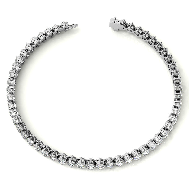 2-Prong 3mm Round Brilliant Moissanite Tennis Bracelet 4.7ct - 5.8ct