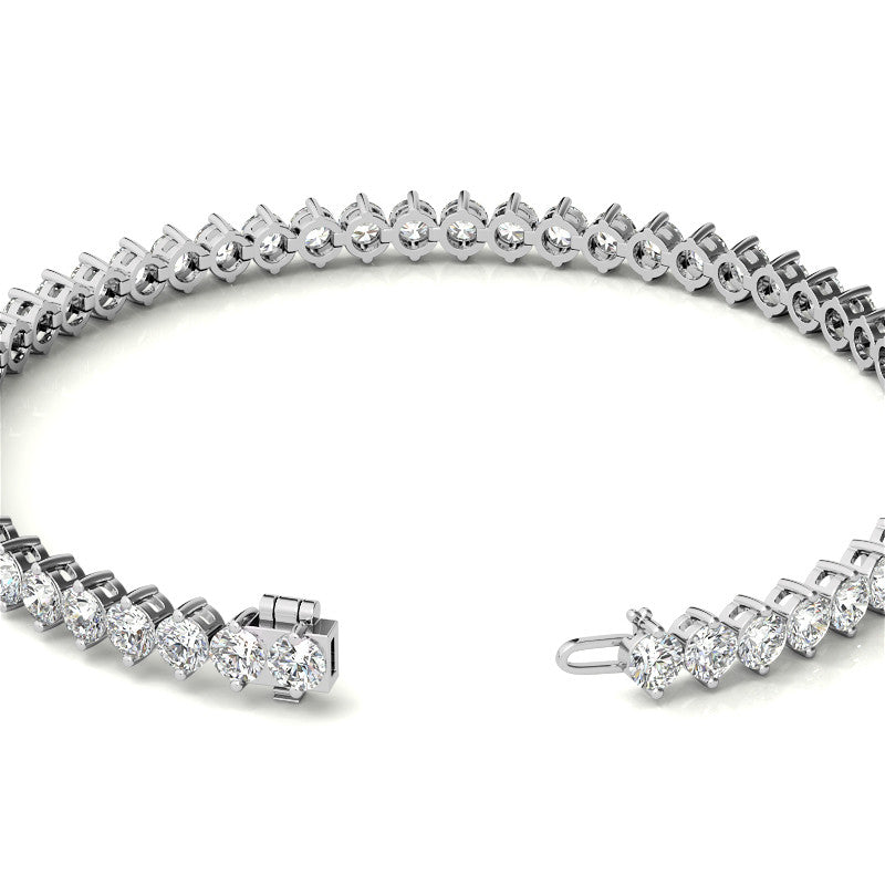 2-Prong 3mm Round Brilliant Moissanite Tennis Bracelet 4.7ct - 5.8ct