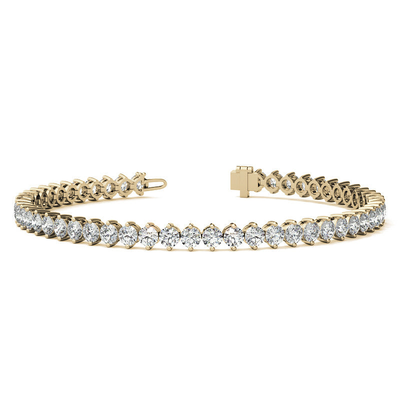 2-Prong 3mm Round Brilliant Moissanite Tennis Bracelet 4.7ct - 5.8ct