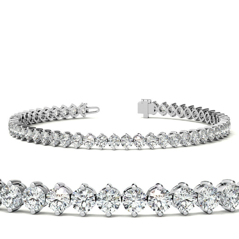 2-Prong 3mm Round Brilliant Moissanite Tennis Bracelet 4.7ct - 5.8ct