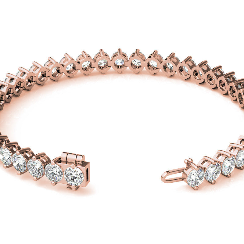 2-Prong 4mm Round Brilliant Moissanite Tennis Bracelet 9.5ct - 11.8ct