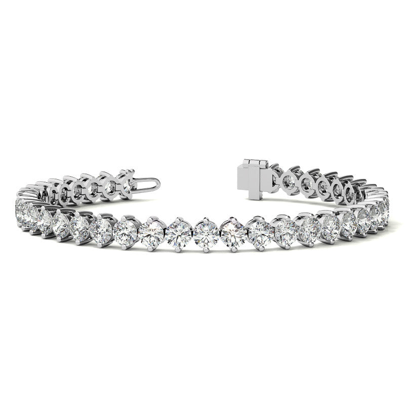 2-Prong 4mm Round Brilliant Moissanite Tennis Bracelet 9.5ct - 11.8ct