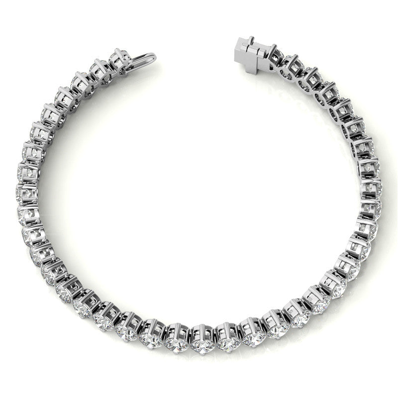2-Prong 4mm Round Brilliant Moissanite Tennis Bracelet 9.5ct - 11.8ct