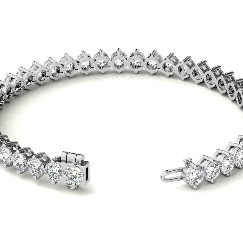 2-Prong 4mm Round Brilliant Moissanite Tennis Bracelet 9.5ct - 11.8ct