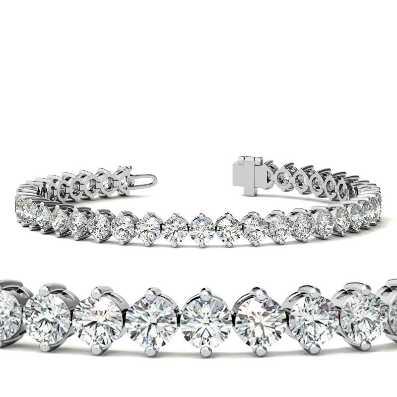 2-Prong 4mm Round Brilliant Moissanite Tennis Bracelet 9.5ct - 11.8ct