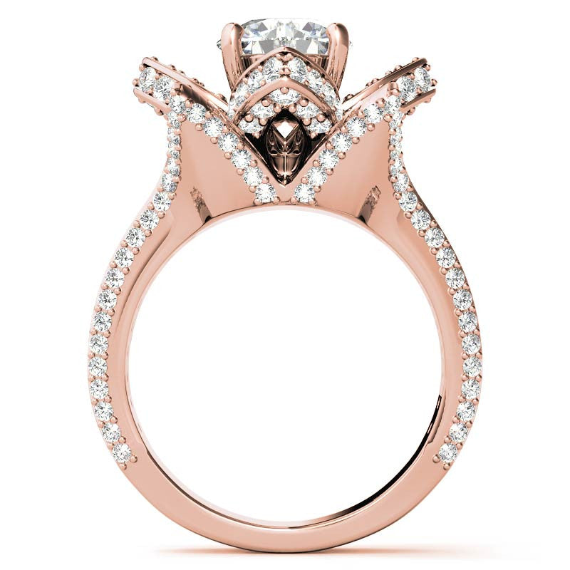 Moissanite Lotus Flower Engagement Ring