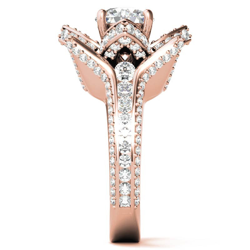 Moissanite Lotus Flower Engagement Ring