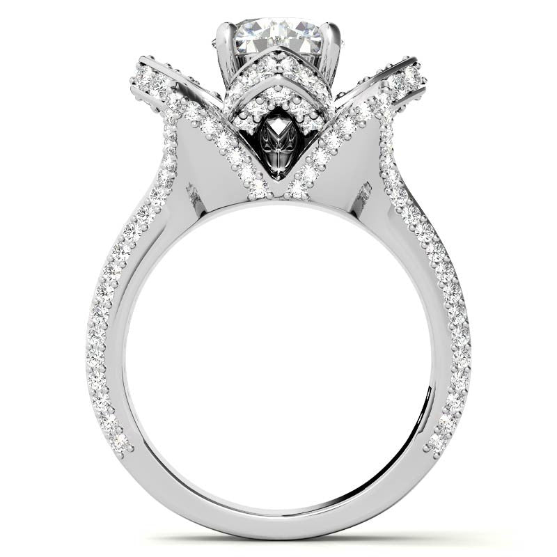 Moissanite Lotus Flower Engagement Ring