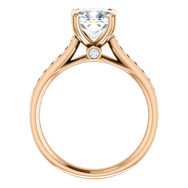 Cushion Double Prong Channel Round Brilliant Moissanite Engagement Ring